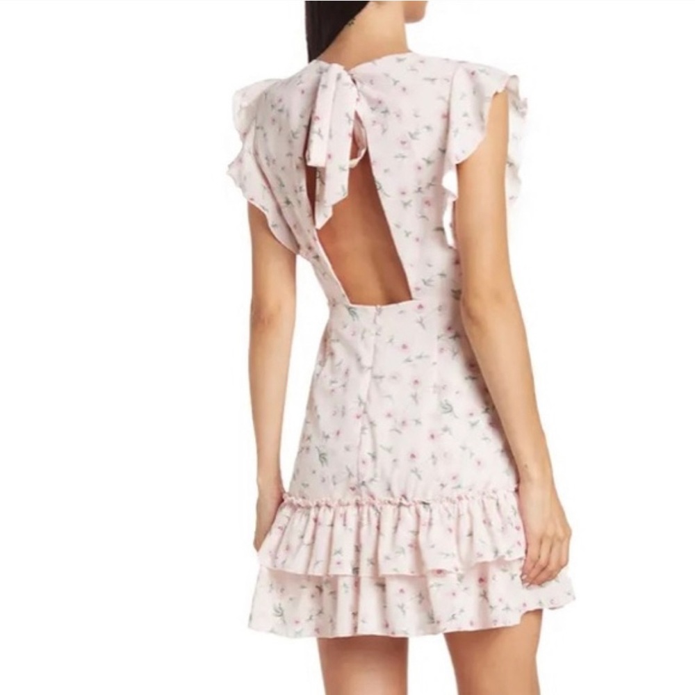 THREADS AND STATES Floral Flutter Sleeve Tiered Ruffle Dress Size Large